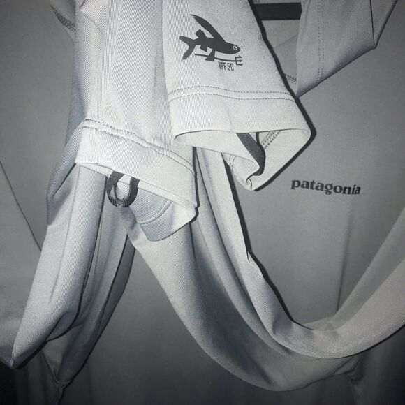 Patagonia Shirt Mens XXL Gray Hooded Long Sleeve Base Layer Hiking UPF 50 Surf - Picture 6 of 11